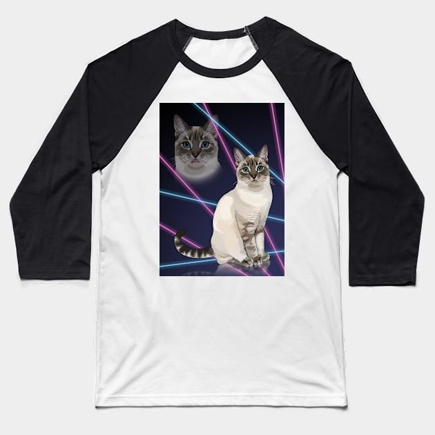 Funny 80s School Portrait Style with Cat Blep Baseball T-Shirt by CarleahUnique